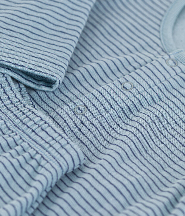 Babies' Stripy Tube Knit Outfit blue/blue/blue