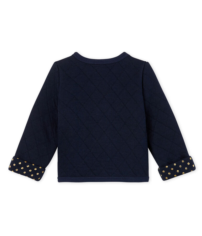 Baby Girls' Quilted Tube Knit Cardigan blue