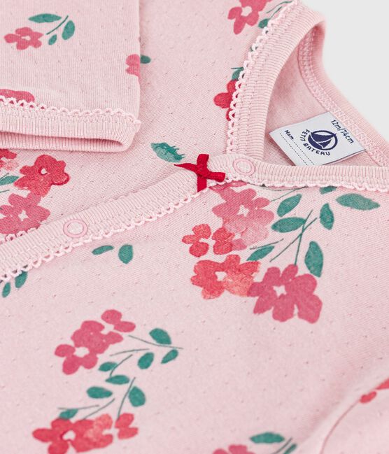 Babies' floral-print tube knit pyjama suit JOLI pink/MULTICO white