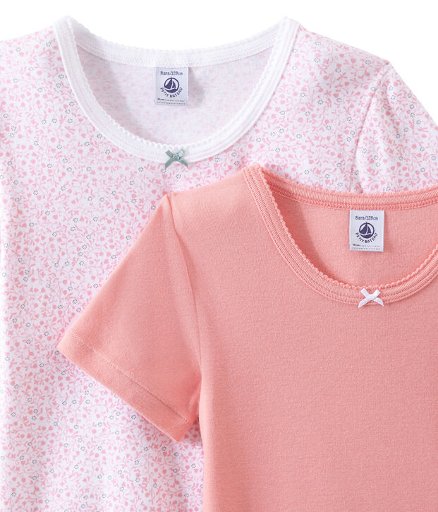 Set of 2 girls' short-sleeved t-shirts white