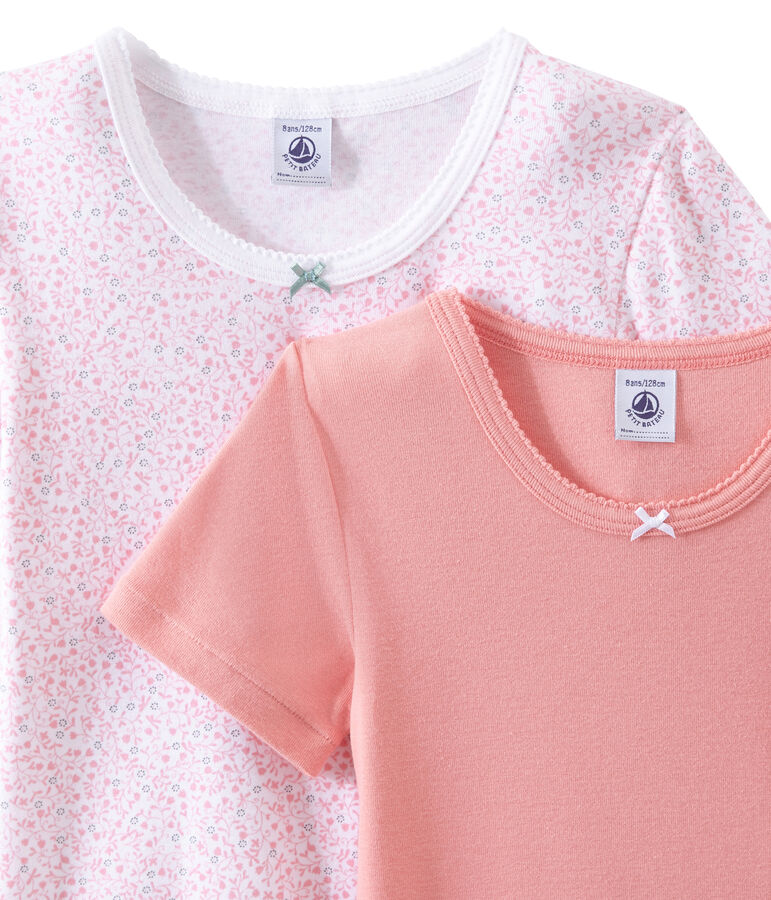 Set of 2 girls' short-sleeved t-shirts LOT white