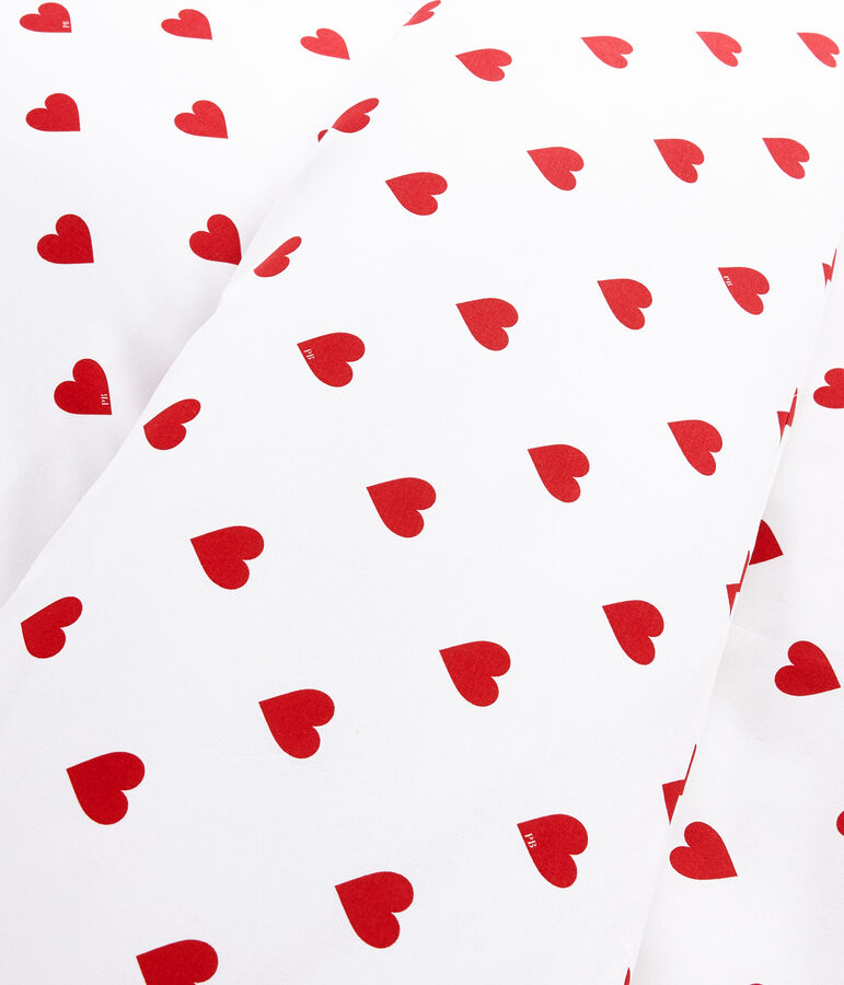 Red Heart Pattern Poplin Cot Bumper white/red