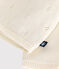 Babies' wool and cotton openwork knit wrapover top MARSHMALLOW white