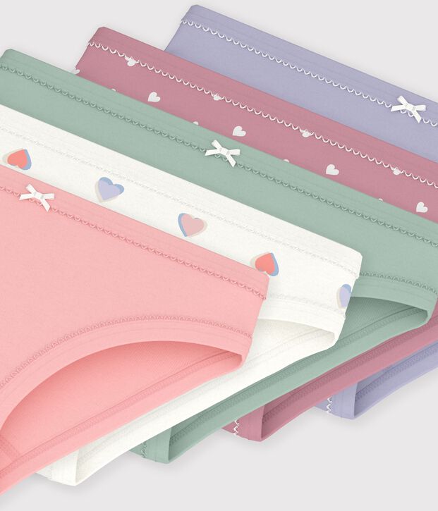 Pack of children's cotton pants with hearts multicolor
