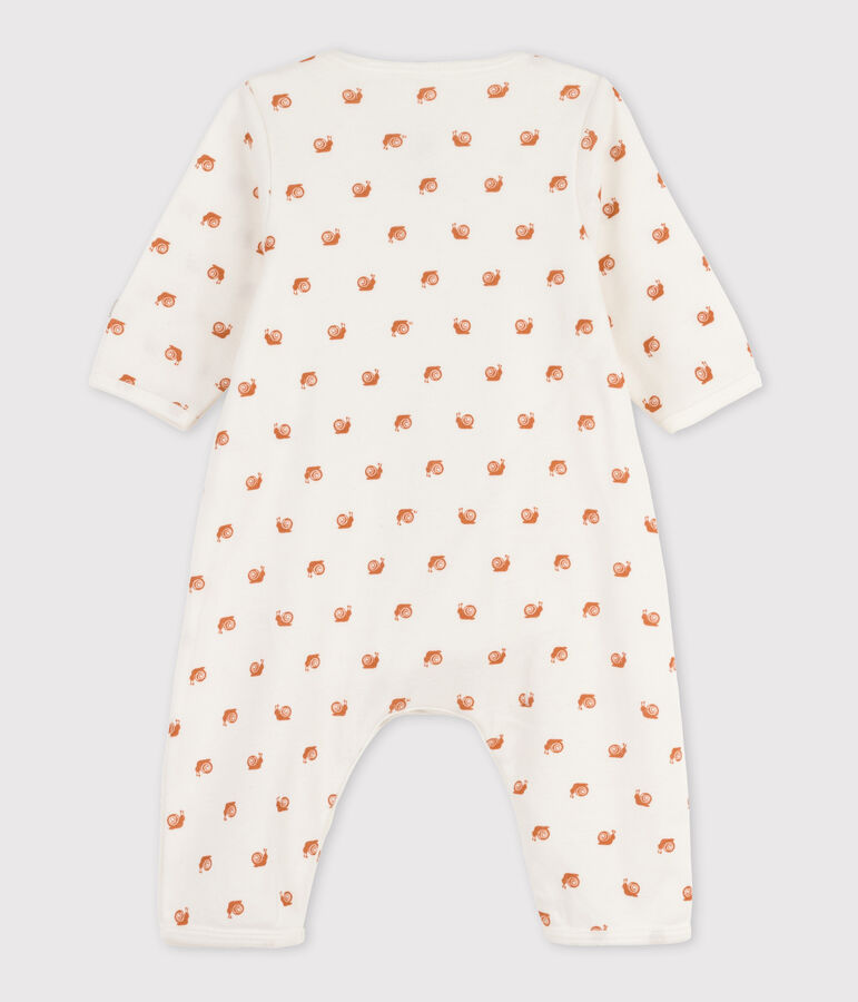 Babies' Patterned Footless Cotton Bodyjama white/brown