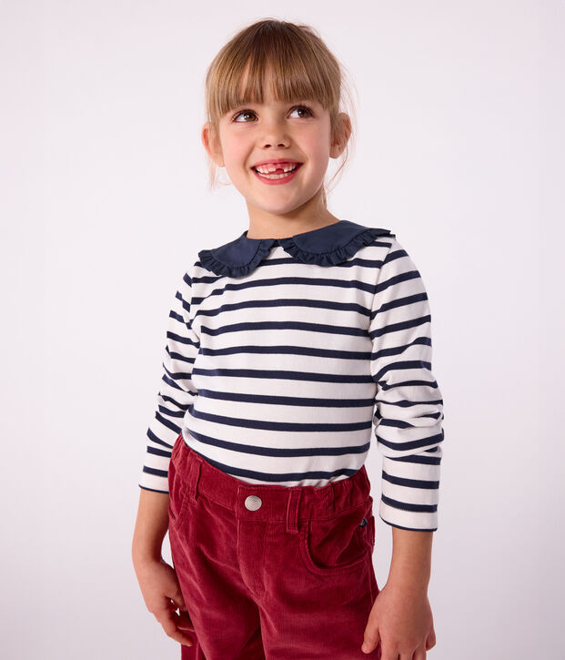 Children's cotton Breton top white/blue