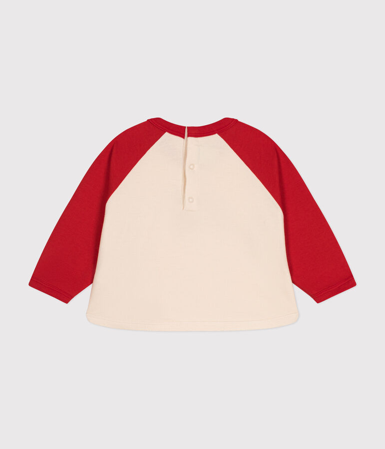 Babies' Lightweight Fleece Sweatshirt Ecru/red