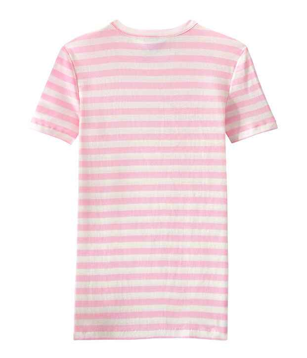 Women's T-shirt in heritage striped rib pink/white