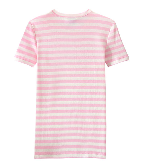Women's T-shirt in heritage striped rib BABYLONE pink/MARSHMALLOW white
