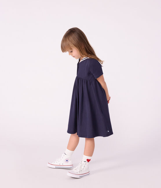 Children's short-sleeved plain cotton dress SMOKING blue