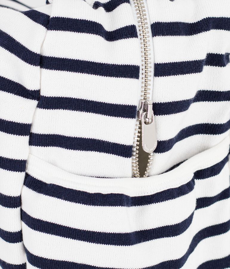 Babies' striped cotton maternity bag MARSHMALLOW white/SMOKING blue