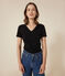 Women's iconic plain short-sleeved rib knit T-shirt BLACK black