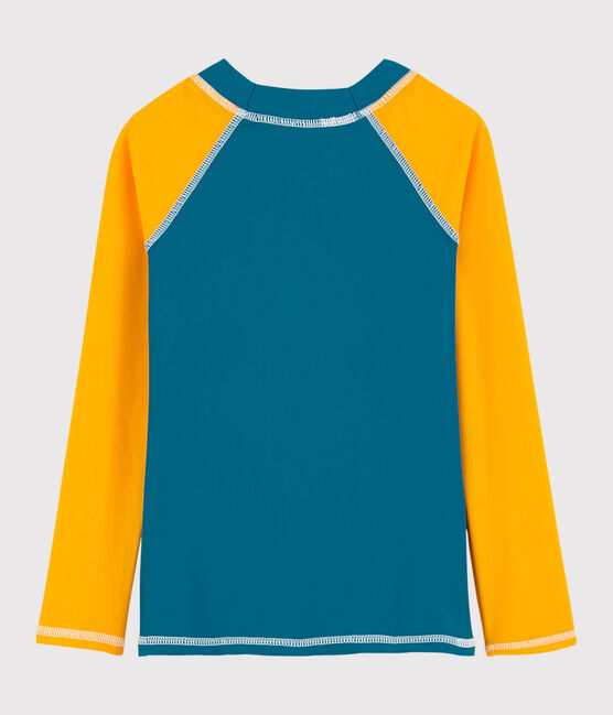 Boy's UV-Proof Recycled T-shirt MYKONOS blue/TEHONI yellow