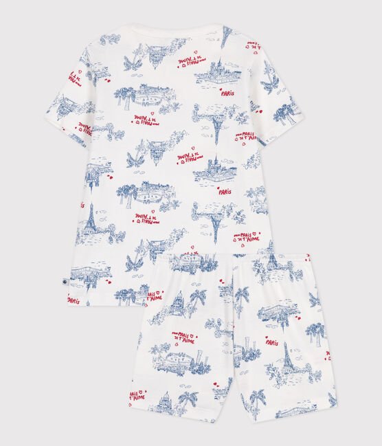 Children's short Paris print cotton pyjamas MARSHMALLOW white/MULTICO white