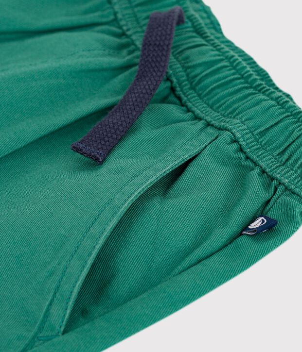 Children's Bermuda shorts in plain cotton green