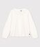 Girls' Long-sleeved Cotton T-Shirt MARSHMALLOW white