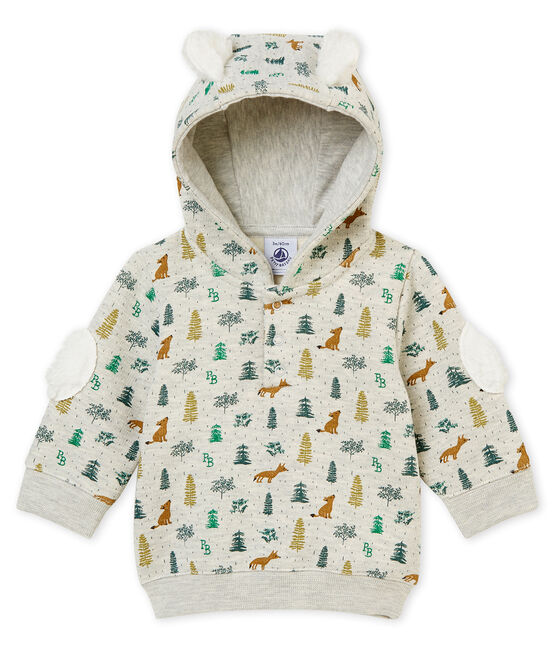 Baby boy's hooded print sweatshirt BELUGA grey/MULTICO white