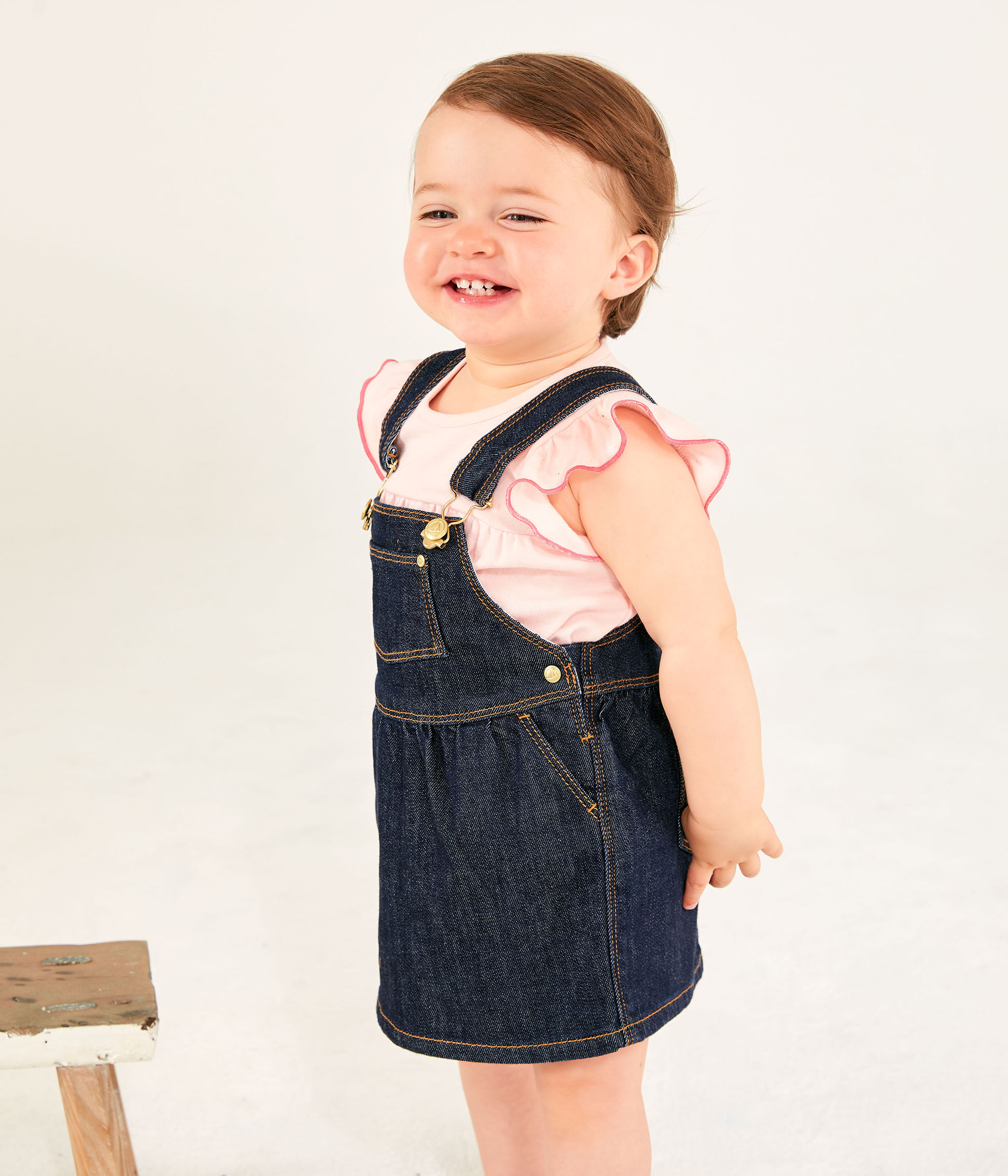 baby girl denim dungaree dress