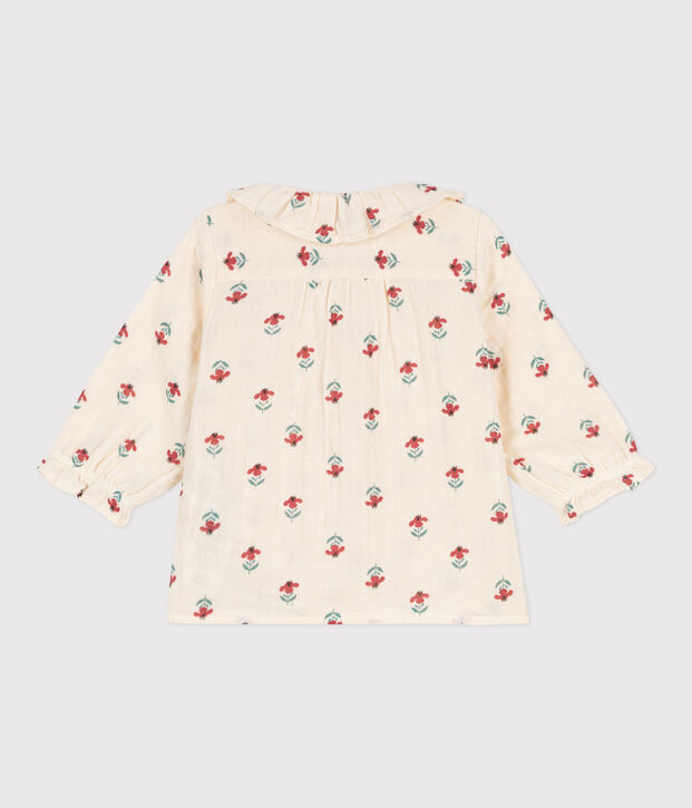 Babies' Patterned Cotton Gauze Blouse Ecru/multicolor