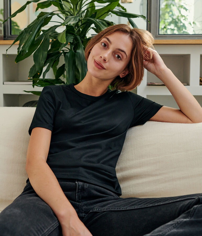 Women's Sea Island cotton T-shirt black