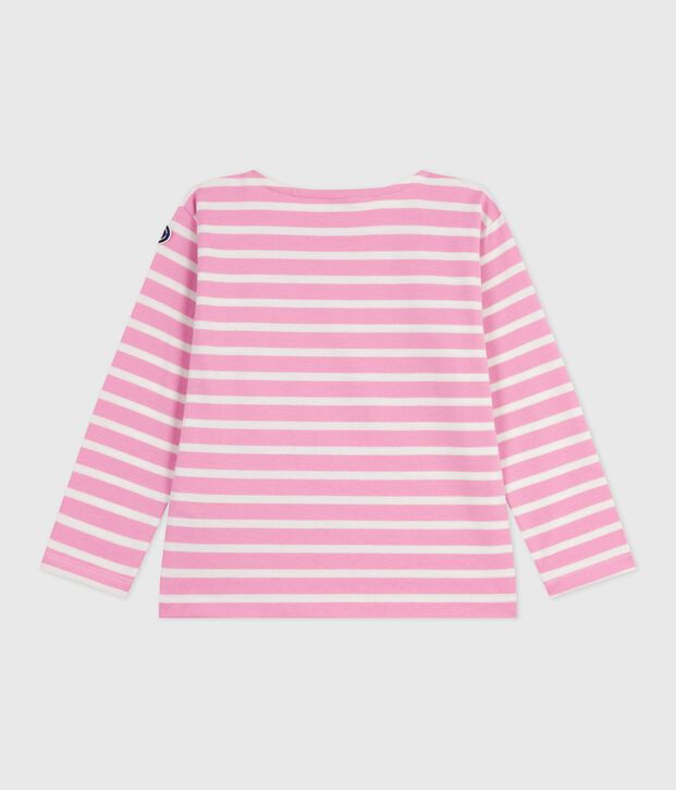 Children's cotton Breton top pink/ecru