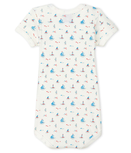 Babies' Short-Sleeved Onesie with Sailor Print MARSHMALLOW white/MULTICO white