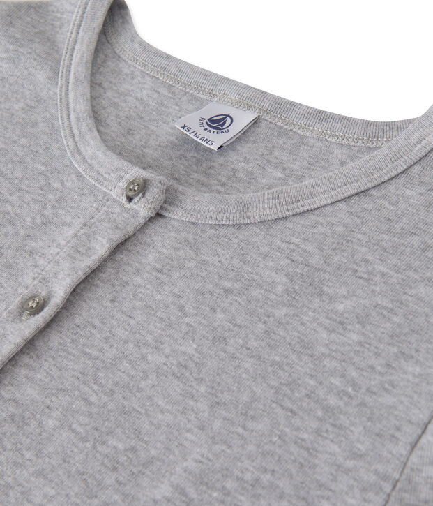 Women's long-sleeved V-neck striped tee Fumee Chine grey