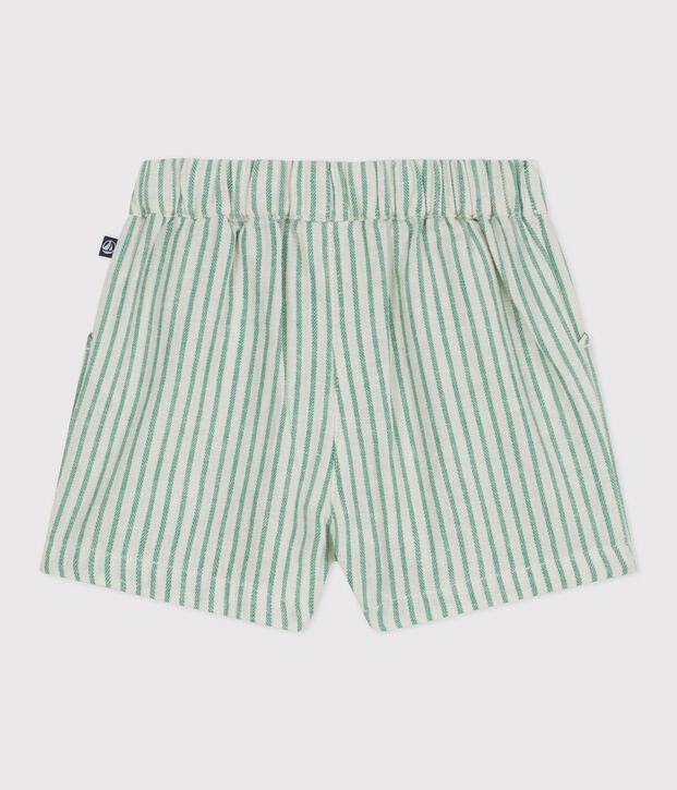 Babies stripy cotton/linen shorts green/green