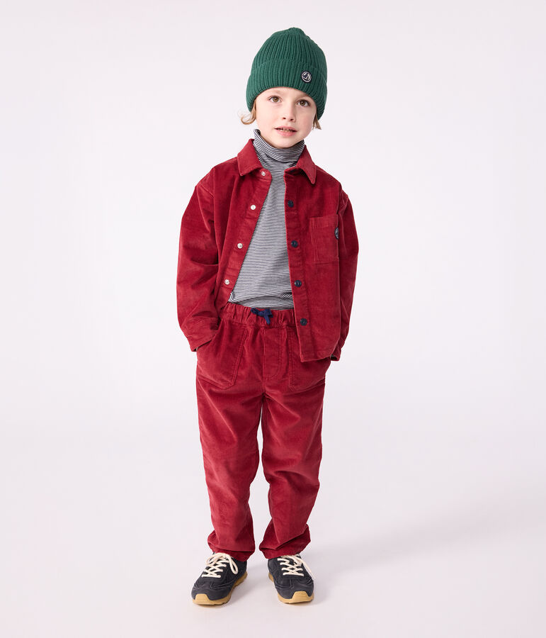 Children's straight plain corduroy trousers red