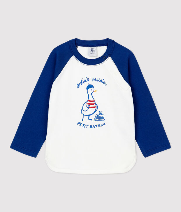 Babies' Cotton T-Shirt white/blue