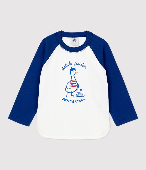 Babies' Cotton T-Shirt MARSHMALLOW white/MAJOR blue