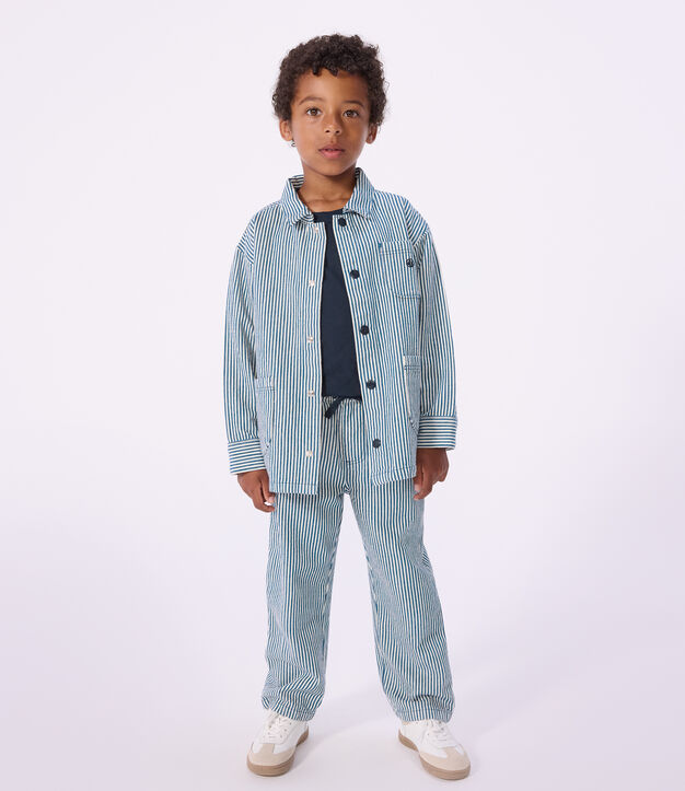 Children's stripy cotton jacket blue/white