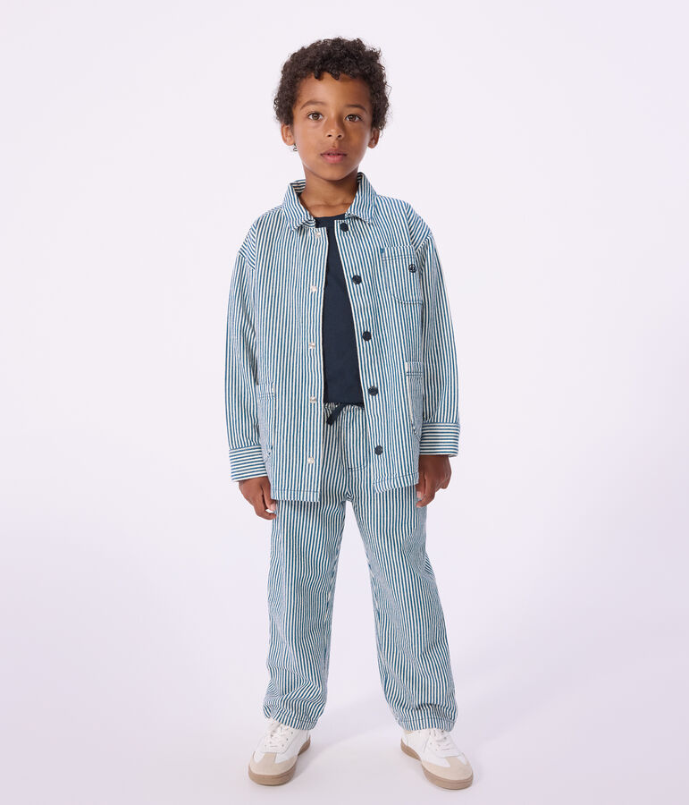 Children's stripy cotton jacket blue/white