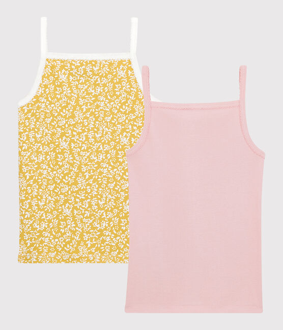 Girls' Floral Print Organic Cotton Vest Tops - 2-Pack variante 1