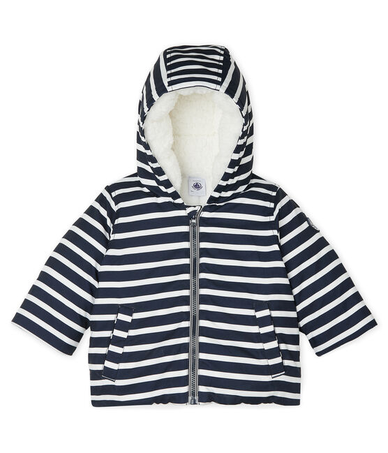 Striped Baby Boys' Down Jacket SMOKING blue/MARSHMALLOW white