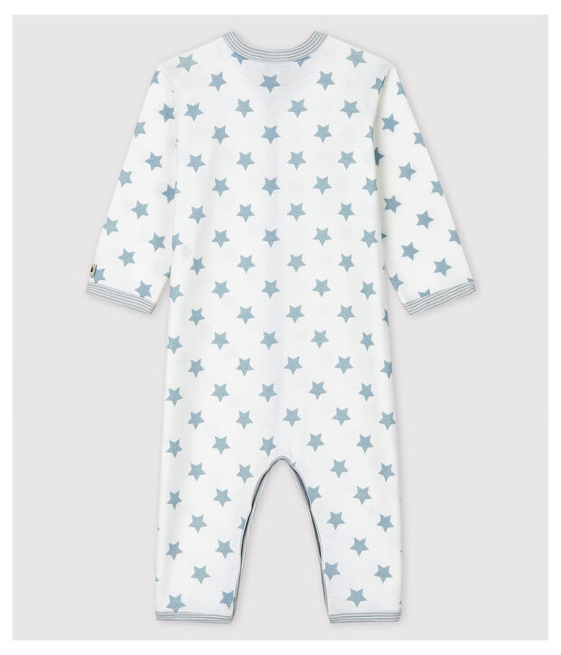 Babies' Starry Grey Footless Cotton Sleepsuit white/grey