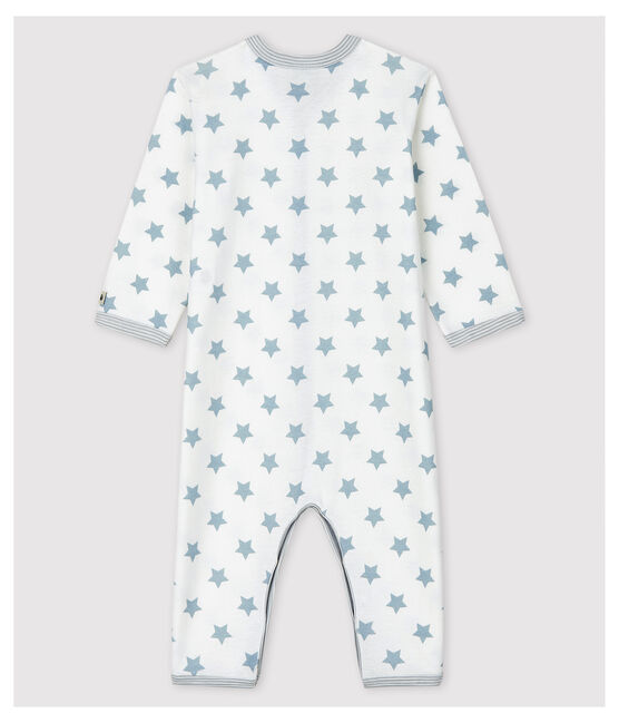 Babies' Starry Grey Footless Cotton Sleepsuit ECUME white/MISTIGRI grey