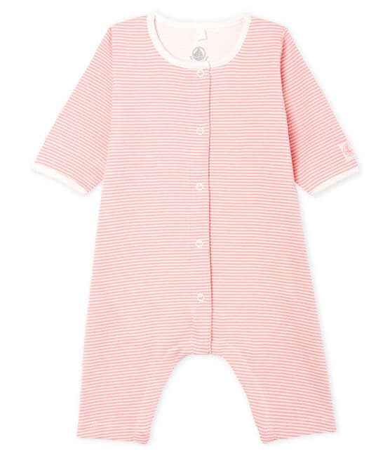 Baby Girls' Footless Ribbed Bodyjama CHARME pink/MARSHMALLOW white