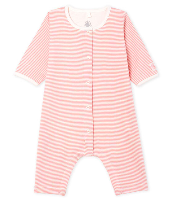 Baby Girls' Footless Ribbed Bodyjama CHARME pink/MARSHMALLOW white