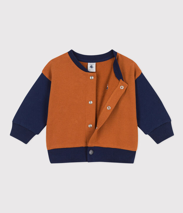 Babies' Fleece Baseball Jacket brown/blue