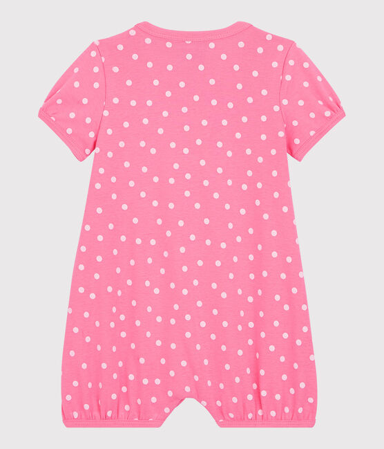 Babies' Spotted Cotton Playsuit PETAL pink/ECUME white