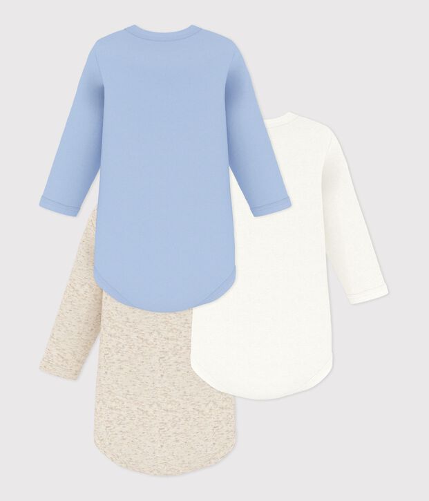 Pack of plain cotton long-sleeved baby bodies multicolor