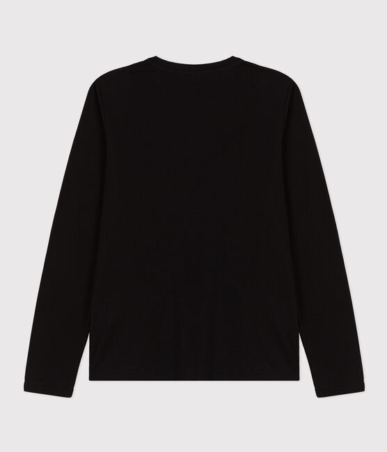 Women's The Straight long-sleeved V-necked fine jersey T-shirt NOIR black