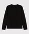 Women's The Straight long-sleeved V-necked fine jersey T-shirt NOIR black