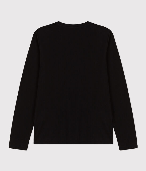 Women's The Straight long-sleeved V-necked fine jersey T-shirt black