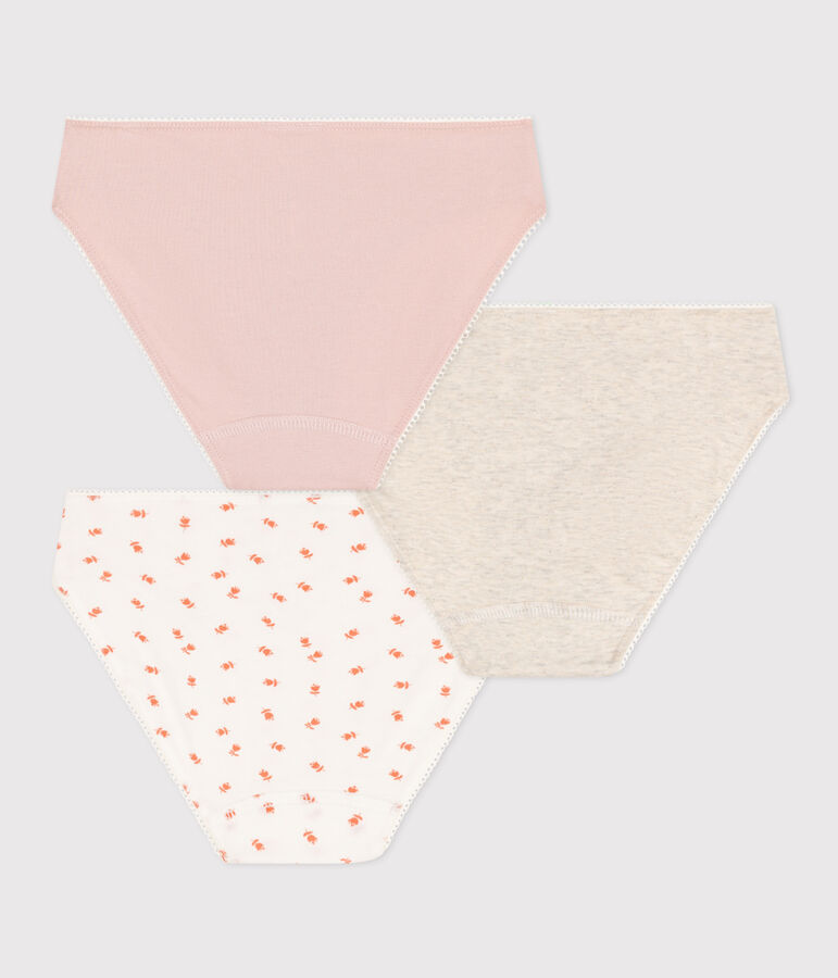 Girls' Flower Cotton and Elastane Briefs - 3-Pack multicolor