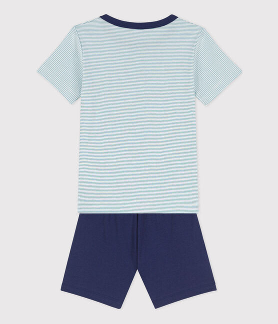 Boys' Explorer Themed Short Cotton Pyjamas CHALOUPE blue/MULTICO white
