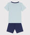 Boys' Explorer Themed Short Cotton Pyjamas CHALOUPE blue/MULTICO white