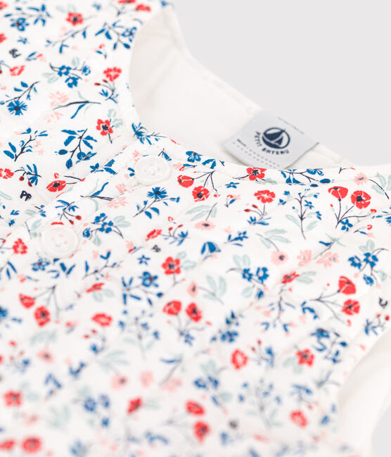 Babies' sleeveless floral print poplin jacket MARSHMALLOW white/MULTICO white