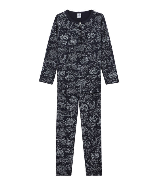 Little girl's pyjamas SMOKING blue/ECUME white